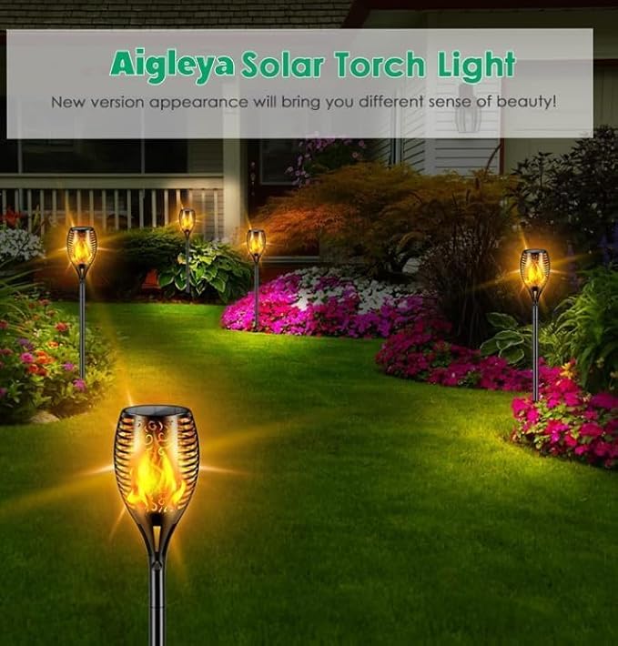 Solar Lights Outdoor 99 LED Higher & Larger Flickering Flame Solar Torch Light 43" Waterproof Outdoor Lighting Solar Powered Pathway Lights Christmas Decorations for Garden Patio Yard (8pack)