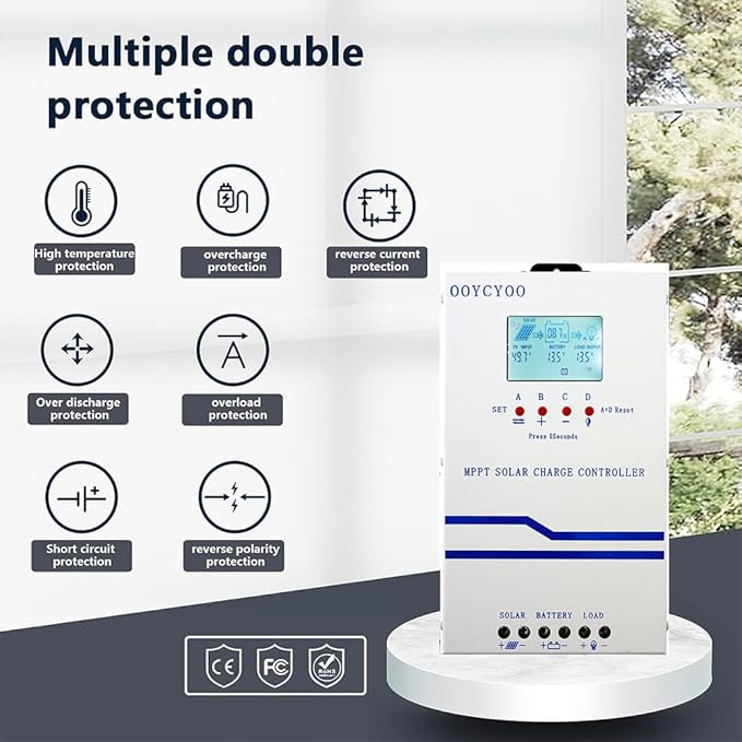 60A Solar Charge Controller MPPT 12V 24V 36V 48V Controller 60amp Solar Charge Regulator MPPT 160V w/LCD Display Work with AGM, Gel, Flooded and Lithium