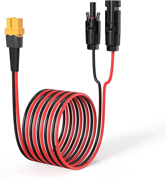 ELFCULB 12AWG 35FT XT60 Solar Cable 2 10 25 35 50 75 100FT XT60 Extension Cable Solar Panel Connector to XT60 Connector for Portable Power Station (35FT)