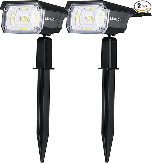 LEREKAM Solar Spot Lights, IP65 Waterproof 40 LEDs Landscape Spotlights,USB & Solar Powered Wall Lights Dark Sensing Auto On/Off,3 Modes Outdoor Solar Garden Lights for Yard Porch 2 Pack