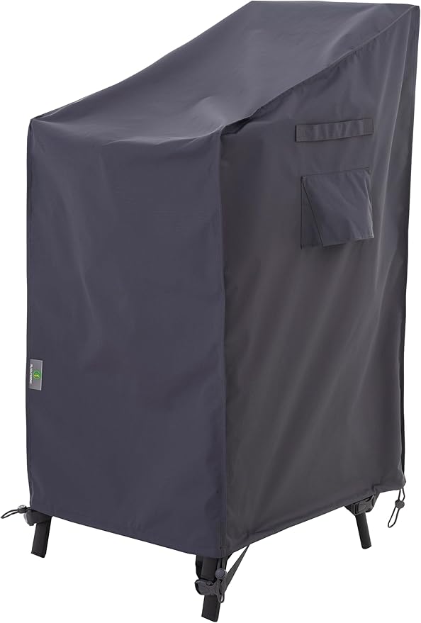 F&J Outdoors Patio Chair Covers, Heavy Duty Waterproof UV Resistant Outdoor Stackable Chair High Back Chair Cover, Grey, 27" W x 34" D x 41" H
