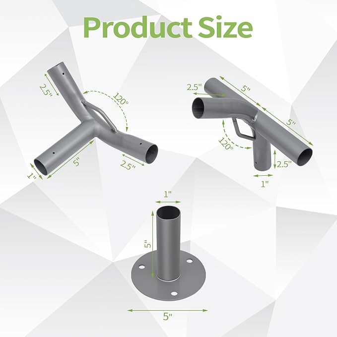6 Leg Carport Kits，High Peak Canopy Fitting Kit with 1" ID Suitable for 3/4 EMT Pipe, Galvanized Steel Carport Connectors, shed Frame kit DIY Project