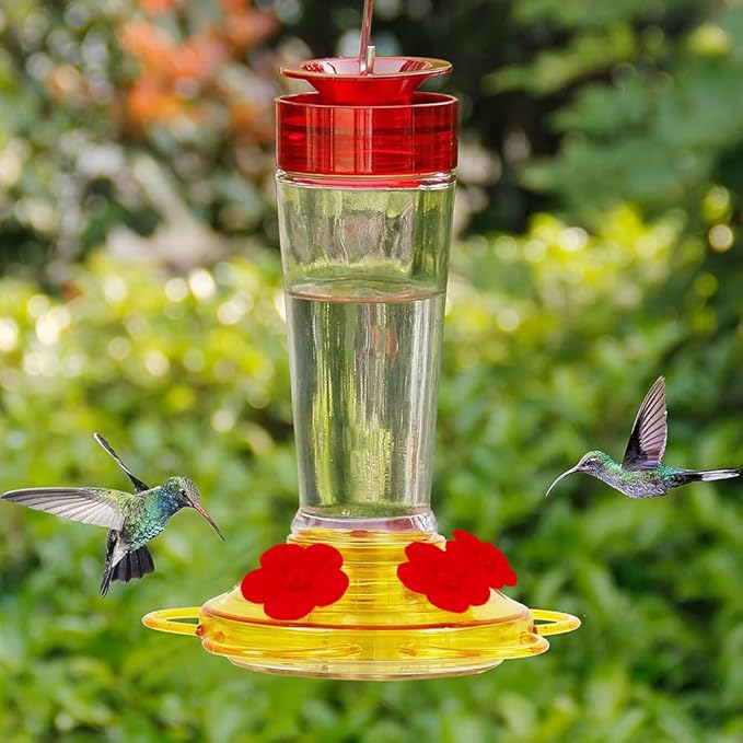 Hummingbird Feeder Replacement Parts - 16 PCS Red Flowers, Bee Guards for Perky Pet Glass Plastic Feeder Base