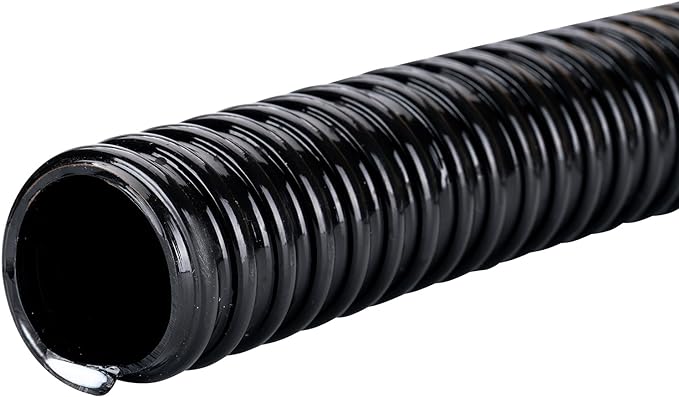 Black Vinyl Tubing ID 3/4” × 10ft Pond hose Corrugated Flexible Reinforced PVC Hose for Pond Pump Fountain Garden Waterfall, Non-toxic & Kinkproof, with 2 clamps