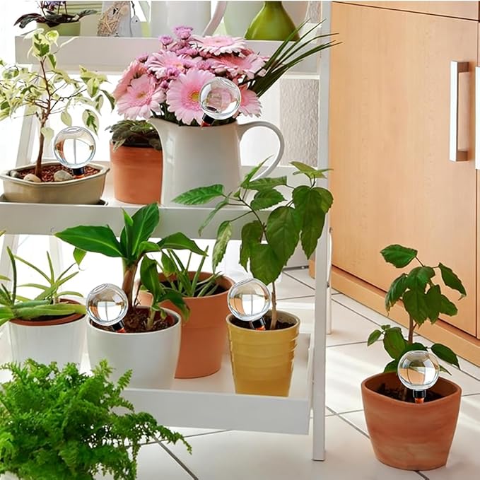 AHANDMAKER 6Pcs Plant Watering Globes, Clear Plastic Self Watering Planter Inserts with Slow Release Control 17.5 oz Round Automatic Water Bulbs for Indoor Outdoor Plants Home Garden Office Use