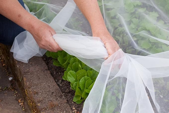 Agfabric Garden Netting 4'x10' Insect Pest Barrier Bird Netting for Garden Protection,Row Cover Mesh Netting for Vegetables Fruit Trees and Plants,White