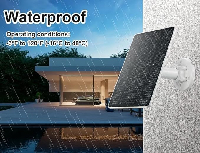 Solar Panel Charger Compatible with Ring Video Doorbell 3/3+/4, Battery Video Doorbell Plus, 13.2ft Waterproof Charging Cable, 360°Adjustable Mount,5W 5V, 7.5 * 6.4" (1)