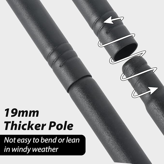 Bird Feeders Hanging Station, 196cm Wild Bird Feeder Poles and Hangers, Free Standing Feeding Station for The Garden, Heavy Duty Metal Double Shepherds Crooks Hooks for Lights Stand, Black, 2 Pack