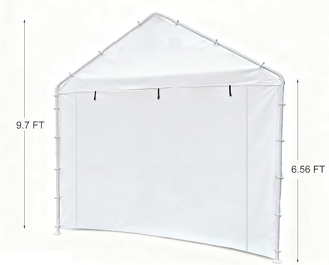 Rutile 10x20 Carport Replacement Sidewall, 180G PE Waterproof & UV Protected Sidewall Cover (White, Sidewall kit Panel Set of 4 w/o Mesh Windows)