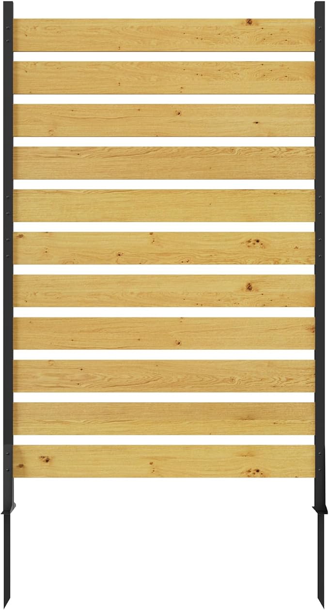 YOPTO 72.8" H x 38.5" W(1 Panel) Wooden Privacy Screen,Outdoor Privacy Walls,Privacy Wood Fence with Anti-Rust Finish,for Pool Equipment Enclosure, Trash Can Enclosures, Air Conditioner,Black+Natural