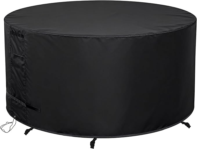 Round Patio Furniture Cover Weatherproof, 48 Inch Outdoor Round Table Cover for Patio Dining Table and Chairs Waterproof-48" Dia x 28" H
