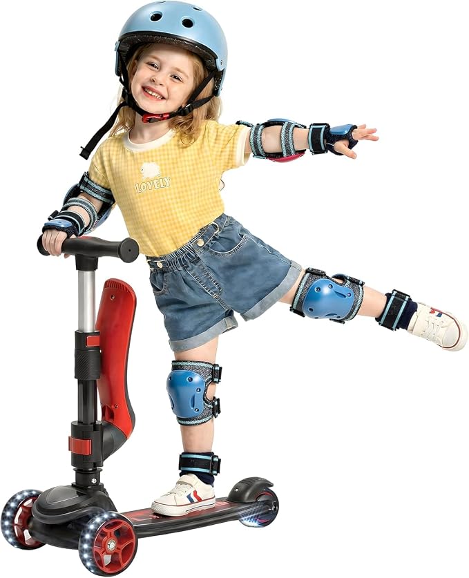 3-in-1 Kids Kick Scooter with Removable Seat for Toddlers Ages 2-6 – Adjustable Aluminum Handlebar with Infinite Lock, 122mm Front & 90mm Rear Wheels, Convertible Push Scooter & Ride-On
