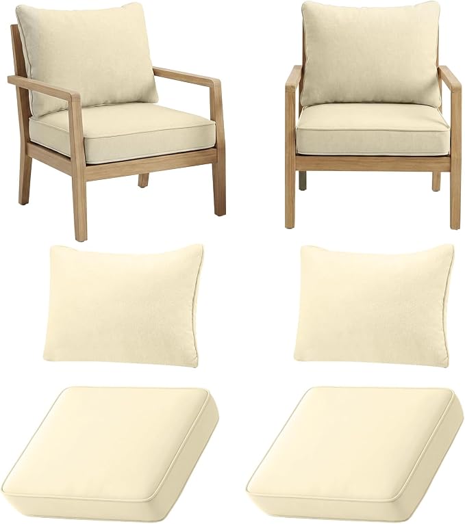 4pcs Outdoor Patio Cushion Covers Replacement, 24" Zippered Outdoor Cushion Covers Waterproof, UV Resistant & Washable Patio Furniture Cushion Covers Waterproof for Patio Sectional, Beige Covers Only