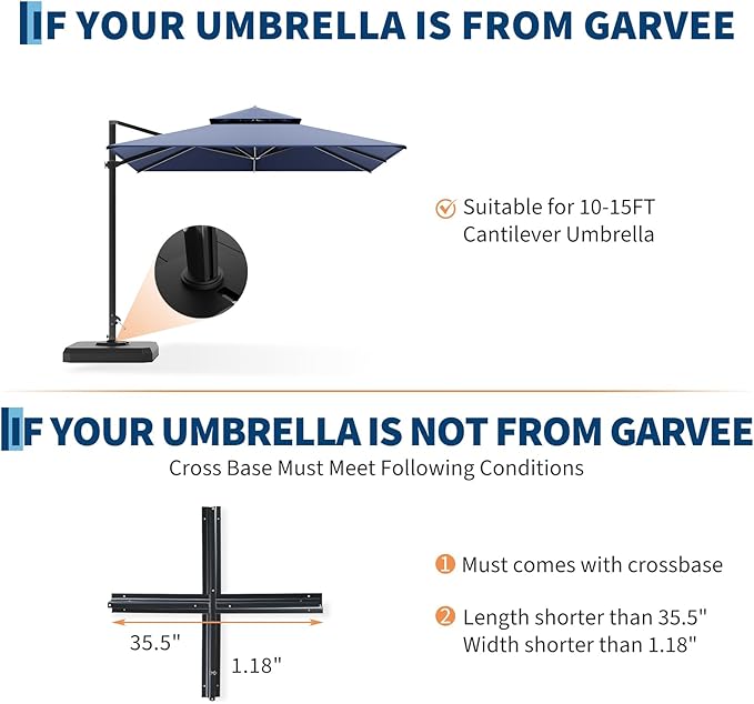 GarveeLife Patio Umbrella Base, 330lb Capacity Heavy Duty Design with Adjustable Pole Adapter Fits 1.5" to 2.1" Poles for 7.5-11FT Umbrellas, Corrosion-Resistant and Wind-Resistant for Outdoor, Patio