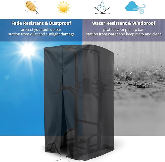 Protective Cover for Pull Up Bar Station, Waterproof& Dustproof Cover for Power Tower/Pull Up Dip Station-Indoor or Outdoor - 48"L x 45"W x 80"H
