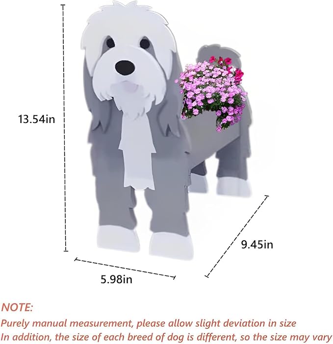 Baba Collie Dog Planter Plant Pots,Cute Dog Flower Planter,Gifts for Pet Lovers,Unique Animal Plant Pots,Office,Indoor Outdoor Garden Decor(9.45 * 5.98 * 13.54in)