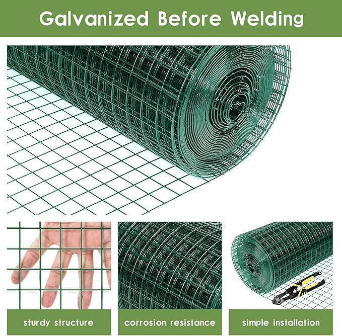 Tongmo Hardware Cloth, Chicken Wire Fencing, 19 Gauge Galvanized Wire & 1"x1" Mesh Size Welded Wire Roll Garden Fence, Poultry Netting for Rabbit/Duck/Chicken Coop (60" x 100')