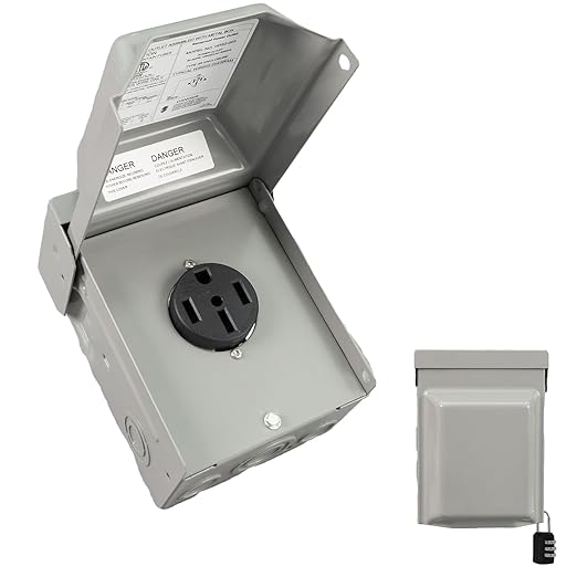 50 Amp NEMA 14-50R Power Outlet Box 125/250 Volt, Heavy Duty Lockable Weatherproof Outdoor Electrical Panel, Outdoor Receptacle for EV RV Generator Camper Motorhome, ETL Listed, HDS2-003