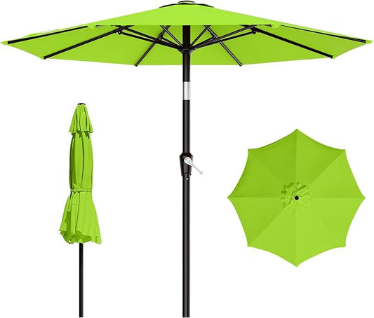 AreShark 9 FT Patio Umbrella for Outdoor, Outdoor Table Umbrella with Push Button Tilt and Crank, Outdoor Patio Umbrellas with 8 Sturdy Ribs for Market, Garden, Pool (Apple Green)