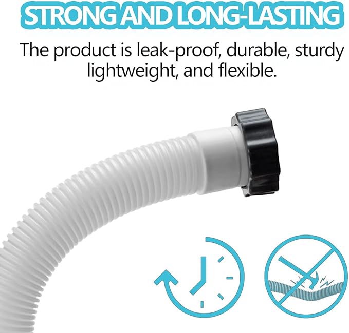 2-Pack 1.5-Inch Diameter Pool Hoses, 59-Inch Replacement Hoses Compatible with Above Ground Pool Pumps, Fits 1500 to 2500 GPH Filter Pumps, Sand & Saltwater System