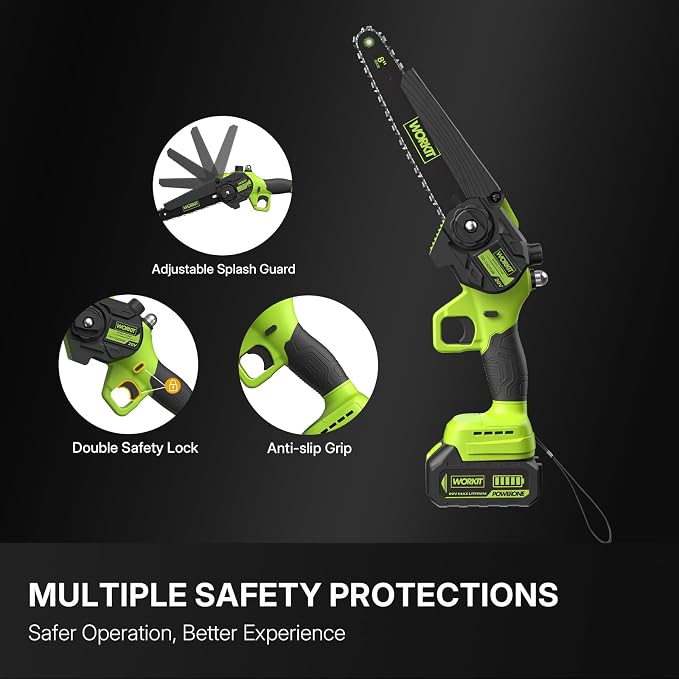 WORKIT 2-In-1 Electric Pole Saws for Tree Trimming, 8 Inch Mini Chainsaw Cordless with 2×4.0Ah Batteries, 14Ft Tree Trimmer Pole Saw, Electric Chainsaw with Auto Oiler, Tool-Free Tension