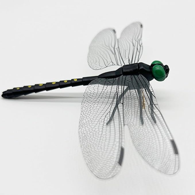 10 Pcs Black 3D Lifelike Dragonfly Clip & Garden Stake, Upgraded Detachable Fake Dragonfly Decor with Flexible PVC Wings, Nature-Inspired Outdoor Comfort Accessory for Hiking Hat, Camping and Patio