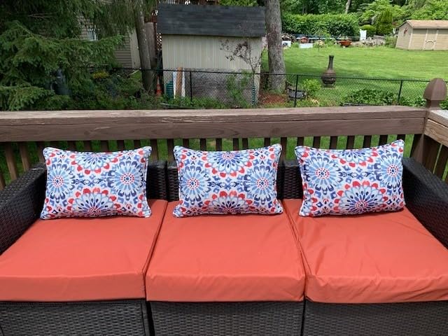 FLYMEI Patio Cushion Covers 18x18x2 Waterproof Outdoor Cushion Cover Replacement 4Packs Outdoor Seat Cushion Slipcover for Rattan Chair Sofa, Spice
