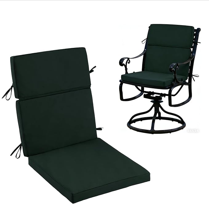 High Back Patio Chair Cushions, 21x20 Waterproof & Fade-Resistant Outdoor Dining Chair Cushions, Indoor/Outdoor High Back Cushion, Seat Pad for Glider and Lawn Chair, Forest Green