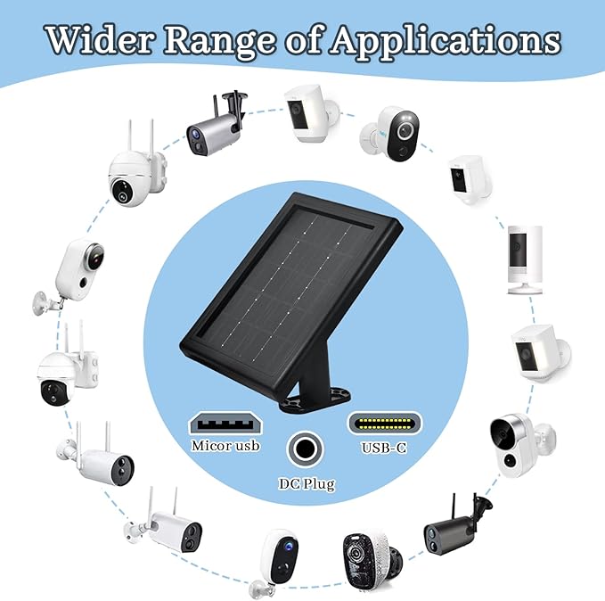 Ring Camera Solar Panel Charger, 5V 3.5W Solar Charger Compatible with Ring Spotlight Cam/Stick Up Cam Battery Outdoor Wireless Surveillance Camera, 16.4ft Cable (Black, 3 Pack)