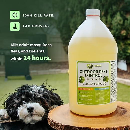 Mosquito Magician Liquid Concentrate - Kills Mosquitoes, Fleas, and Fire Ants - Use with Pump or Backpack Sprayers, Foggers, or Automatic Misting Machines - Ideal for Yards, Lawns, Patios - 1 Gallon