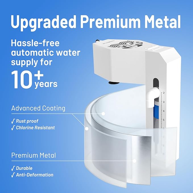 Automatic Pool Filler, Premium Metal Water Leveler Auto Fill, Anti-Corrosion Coating, 2-9 Inch Adjustable Float Valve, Easy Installation, Inground Pools, Above-Ground Pools, Garden Ponds