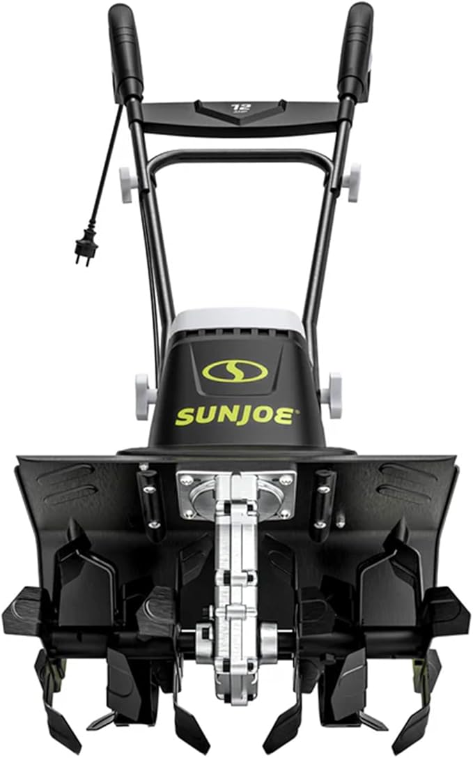 Sun Joe Corded Electric Garden Tiller & Cultivator with Steel Tines, 16 Inch, 12-Amp Motor - Heavy-Duty Tilling Machine for Lawn, Yard, and Gardening Care, TJ603E