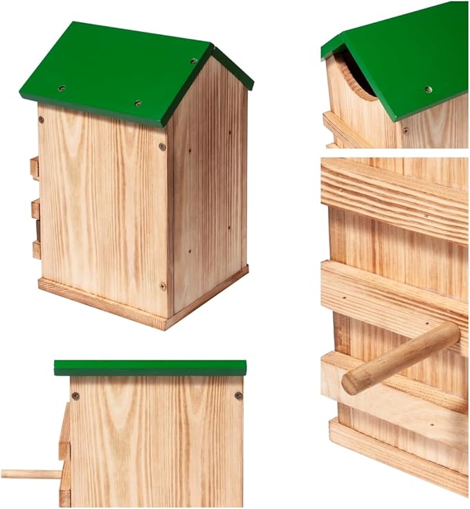 Screech Owl House Owl Box with Bird Stand Design, Nesting Box Wood with Mounting Screws, Cozy House for Lovely Birds, Easy Assembly Required