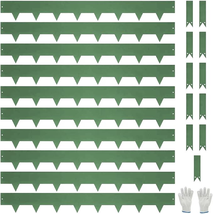 10-Pack Galvanized Steel Landscape Lawn Edging - 6.5 inch Height Green Powder Coated Bendable Metal Strips - Hammer-in Edge Border - Yard Pathway Divider 40 inch Each(33Ft Total), #LYLB65GN-US