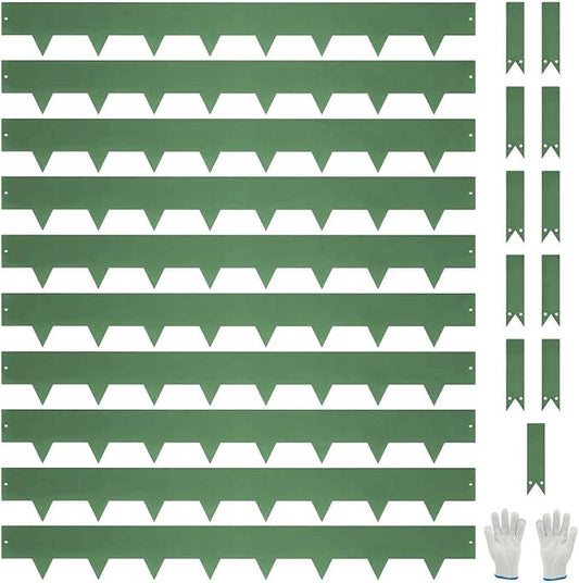10-Pack Galvanized Steel Landscape Lawn Edging - 6.5 inch Height Green Powder Coated Bendable Metal Strips - Hammer-in Edge Border - Yard Pathway Divider 40 inch Each(33Ft Total), #LYLB65GN-US