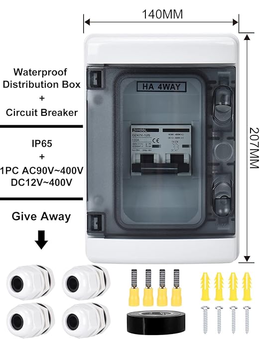 DIHOOL DC 100 Amp Breaker Outdoor Disconnect, Miniature Circuit Breaker for Solar Panel 400V