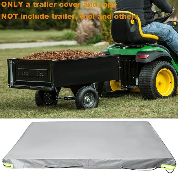 Trailer Cover for Lawn Tractor - Dustproof, Folding Cargo, Silver, 72x48x5in