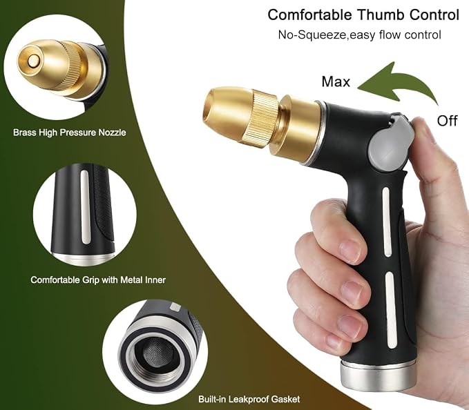 FANHAO Heavy Duty Fireman's Hose Nozzle+High Pressure Garden Hose Nozzle