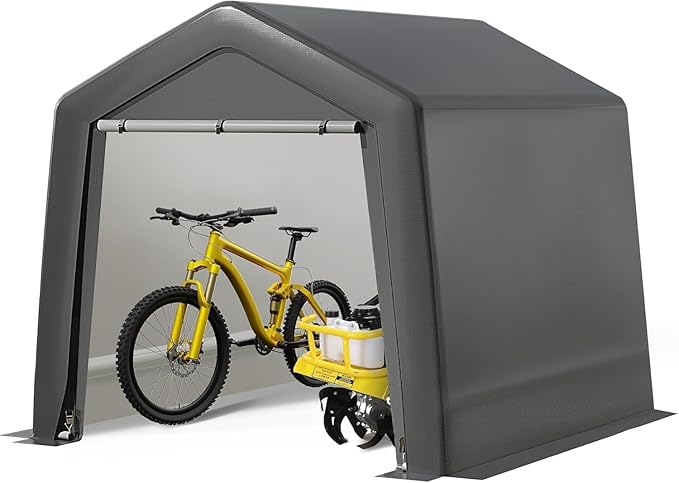 PeakPursuit Outdoor Carport Canopy, Heavy Duty Canopy Shed,Metal Frame Storage Shed with Waterproof, Uv Resistant Cover, Portable Storage Tents with Rollup Zipper Doors for Backyard, Garden