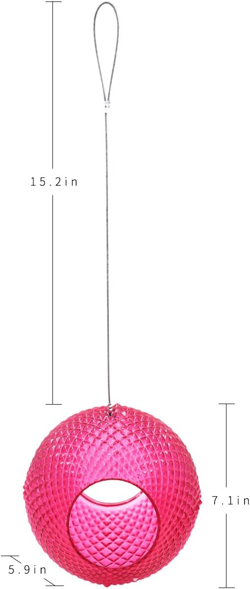 Topadorn Wild Bird Feeder Fly Through Garden Hanging Bird Feeder Mosaic Circle Squirrel Proof for Outdoor Decoration, Red