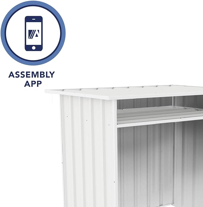 ABSCO 4' x 2.5' x 3.7' DIY Galvanized Steel Firewood Shed, Surfmist White