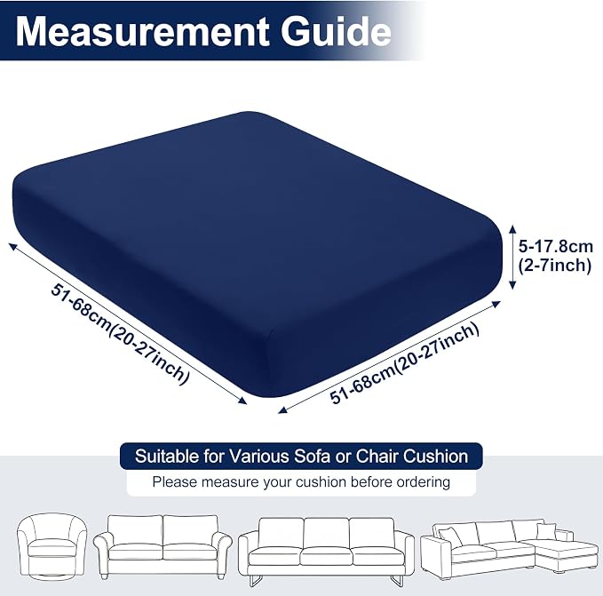 Smiry Waterproof Patio Cushion Covers, Stretch Outdoor Couch Slipcovers Replacement Washable Furniture Protector Sofa Chair Seat Cover for Dogs and Pets (4 Pcs, Navy Blue)