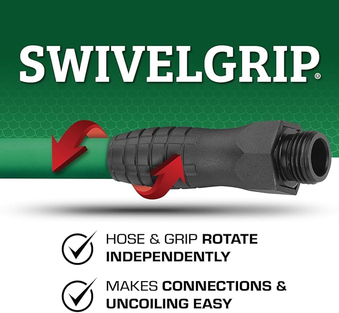 Flexzilla Colors SwivelGrip Garden Hose 5/8 in. x 50 ft., Lightweight All-Weather Water Hose, Durable and Flexible, Leak-Free Connections, Forest Green