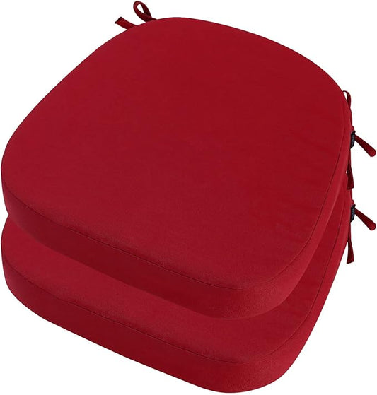 idee-home Outdoor Chair Cushions Set of 2, 17" x 17" Thick D-Shaped Patio Furniture Outdoor Seat Cushions Waterproof with Ties, Dining Pads