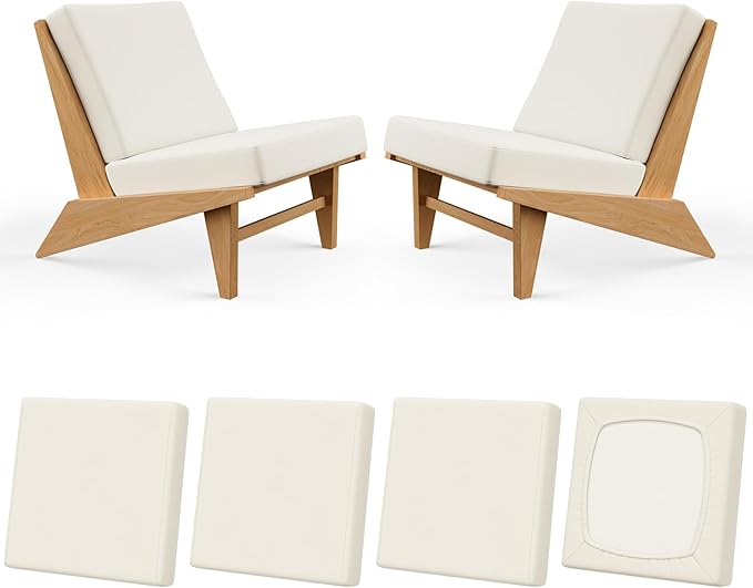 4Pcs Patio Stretch Cushion Covers, Outdoor Couch & Sofa Replacement Slipcovers for Patio Furniture Cushion Covers, Washable Reusable Furniture Protector, Square Large, Beige