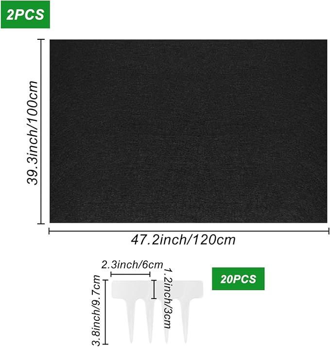 2 Pack Automatic Plant Watering Mat, 3mm Thick Self Watering Capillary Mat Wicking Mat with 20 Pcs Plant Labels, Vacation Plant Watering System for Greenhouse Hydroponics Indoor Potted Plants