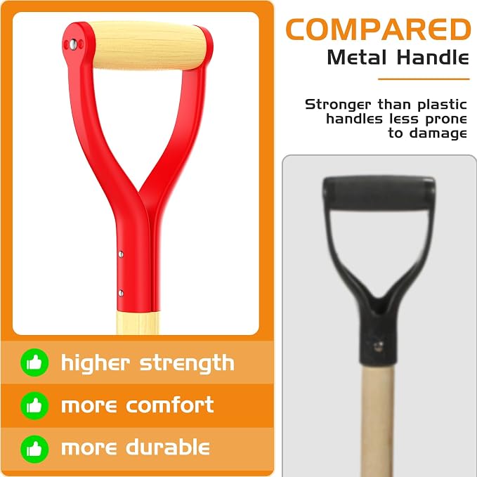 HIGHLIGHT 45-Inch Spade Shovel for Digging, Heavy Duty Transplanting & Drain Spade with Steel D-Grip and Wooden Handle, Lightweight Sharp Shooter Trench Shovel for Gardening
