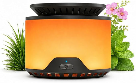 Mosquito Repellent Outdoor Patio, Rechargeable Mosquito Repeller Device with Fan-Powered Botanical Cartridge System, Amber Ambient Light, 1500mAh Battery, USB-C Charging, Includes 2 Cartridges