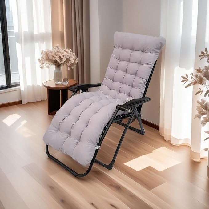 Patio Chaise Lounger Cushion,61in Lounge Chair Recliners Chair Cushions,Thicker Padded Chaise Lounger Swing Bench Cushion for Outdoor Indoor Home Office (Khaki)