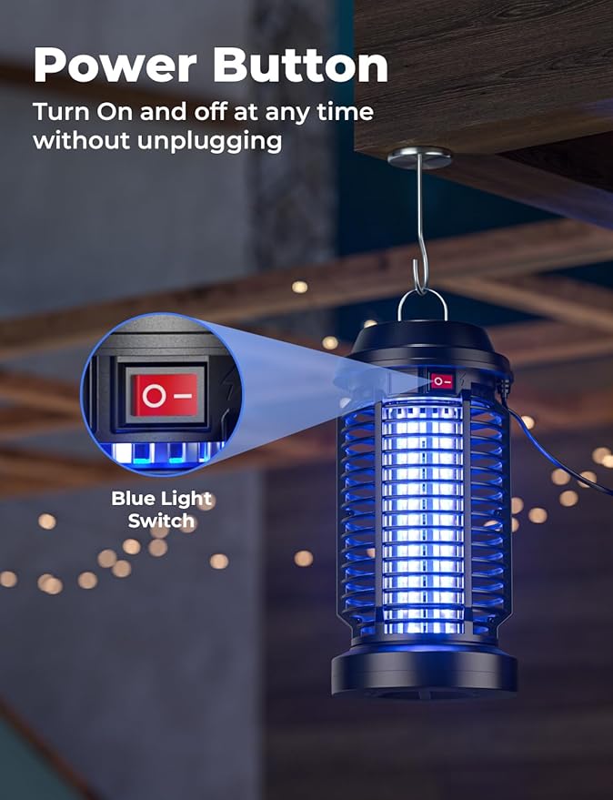 YISSVIC Bug Zapper Outdoor Indoor Waterproof Electric Mosquito Lamp Fly Zapper Killer Effective 4200V Plug in for Home Patio Office Courtyard